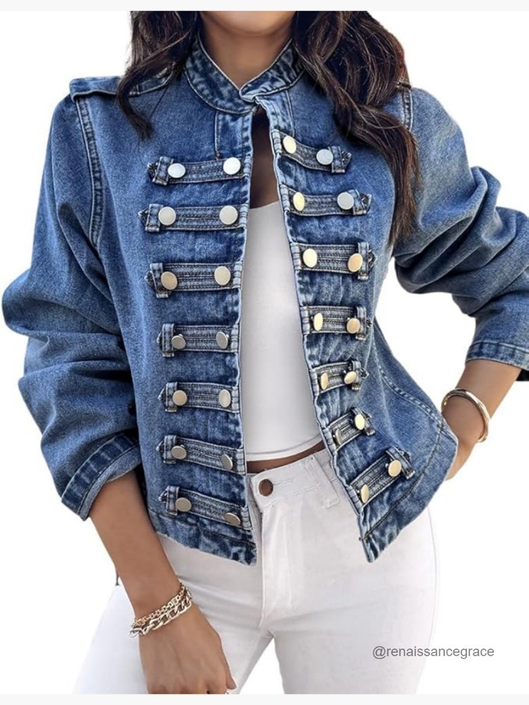 Lightweight Denim Jacket Women's Regular Fit Long Sleeve Casual Coat